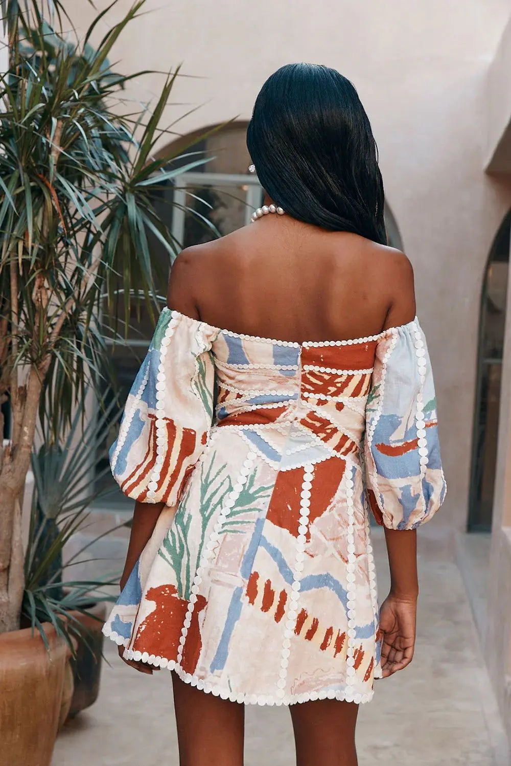 Melanie | Stylish Off-Shoulder Print Dress Luvy Boutique