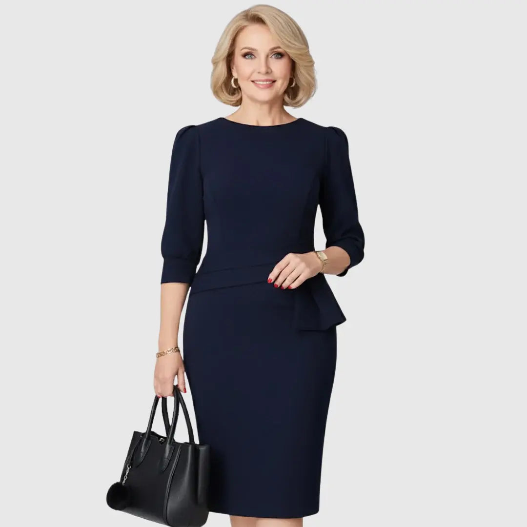 Caroline | Women’s Ruffle Midi Dress with Belt Luvy Boutique