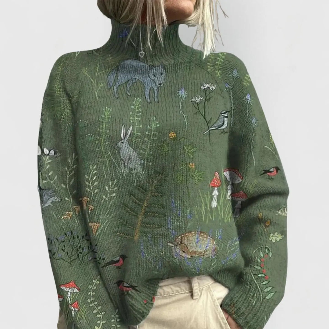Hannah | Womens Nature Print Cozy Knit Sweater Luvy Boutique