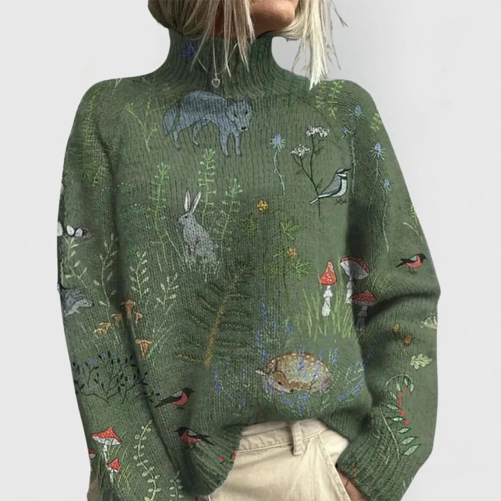 Hannah | Womens Nature Print Cozy Knit Sweater Luvy Boutique