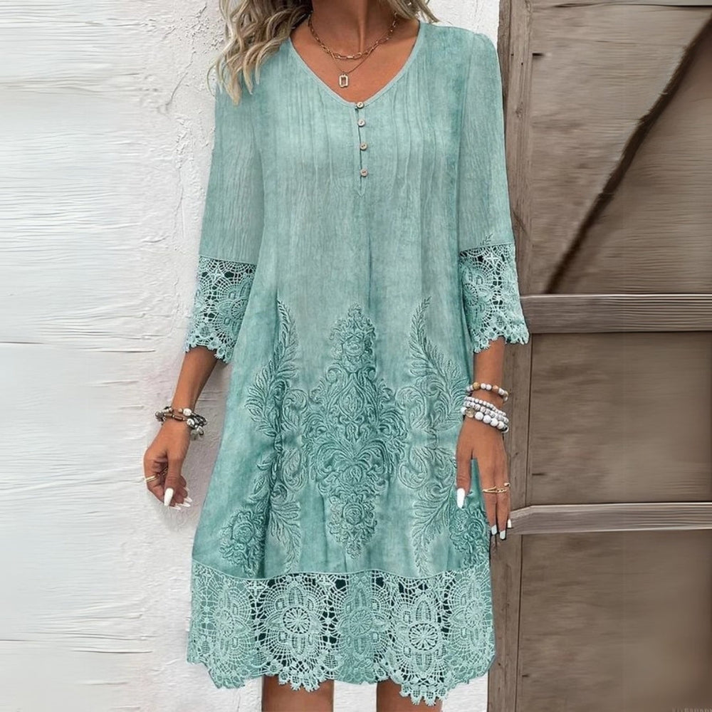 Emily | Women’s Three Quarter Sleeve Mini Dress Luvy Boutique
