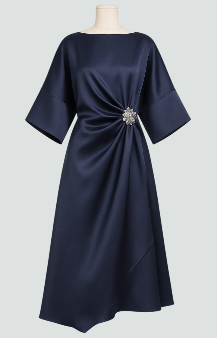 Blair | Women’s Draped Midi Party Dress Luvy Boutique