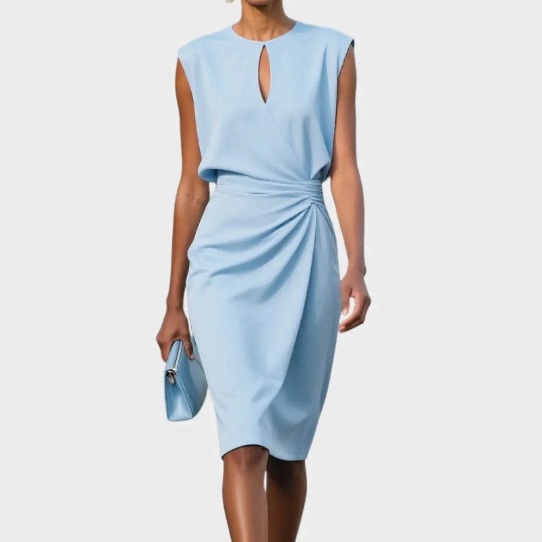Georgia | Women’s Keyhole Neck Draped Midi Dress Luvy Boutique