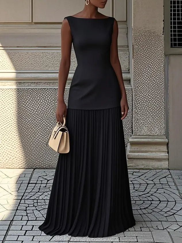 Charlotte | Women Sleeveless Pleated Maxi Dress Luvy Boutique