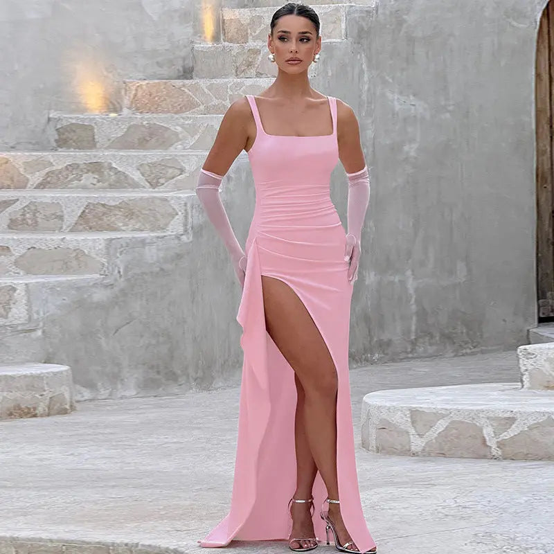 Blair | Women Square Neck High Slit Dress Luvy Boutique
