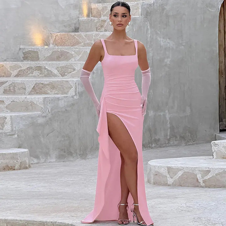 Blair | Women Square Neck High Slit Dress Luvy Boutique