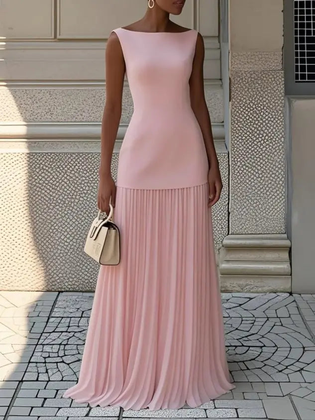Charlotte | Women Sleeveless Pleated Maxi Dress Luvy Boutique