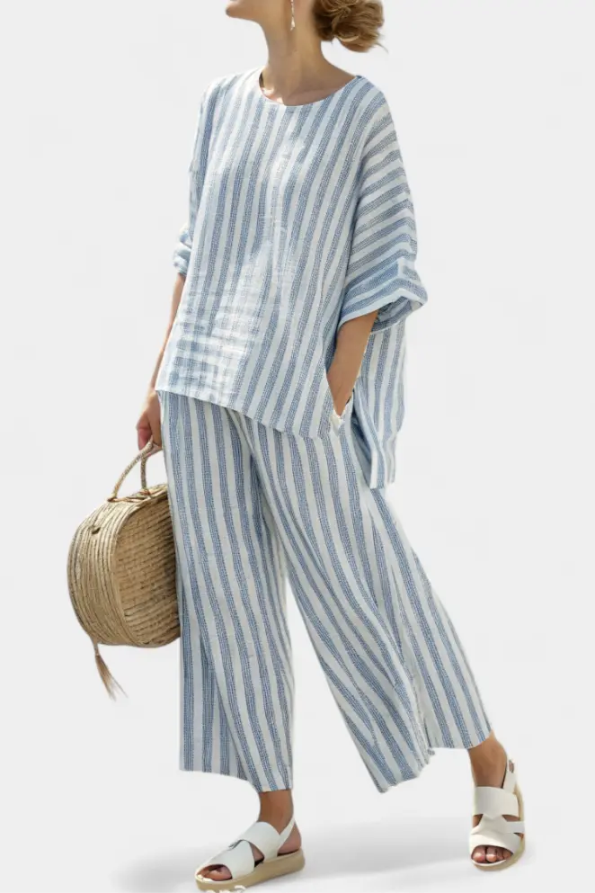 Bethany | Women’s Striped Two Piece Pants Set Luvy Boutique