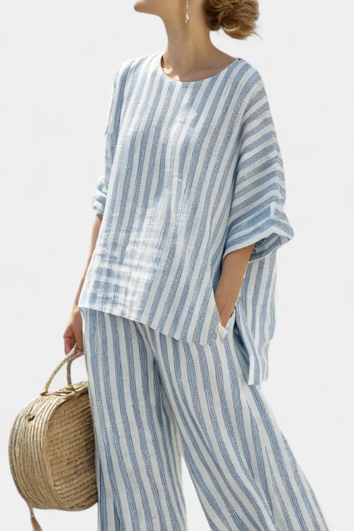 Bethany | Womens Striped Two Piece Pants Set Luvy Boutique