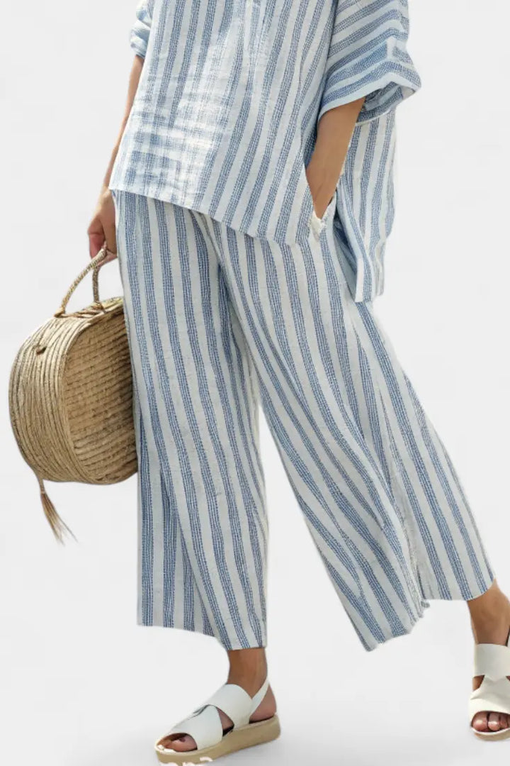 Bethany | Women’s Striped Two Piece Pants Set Luvy Boutique