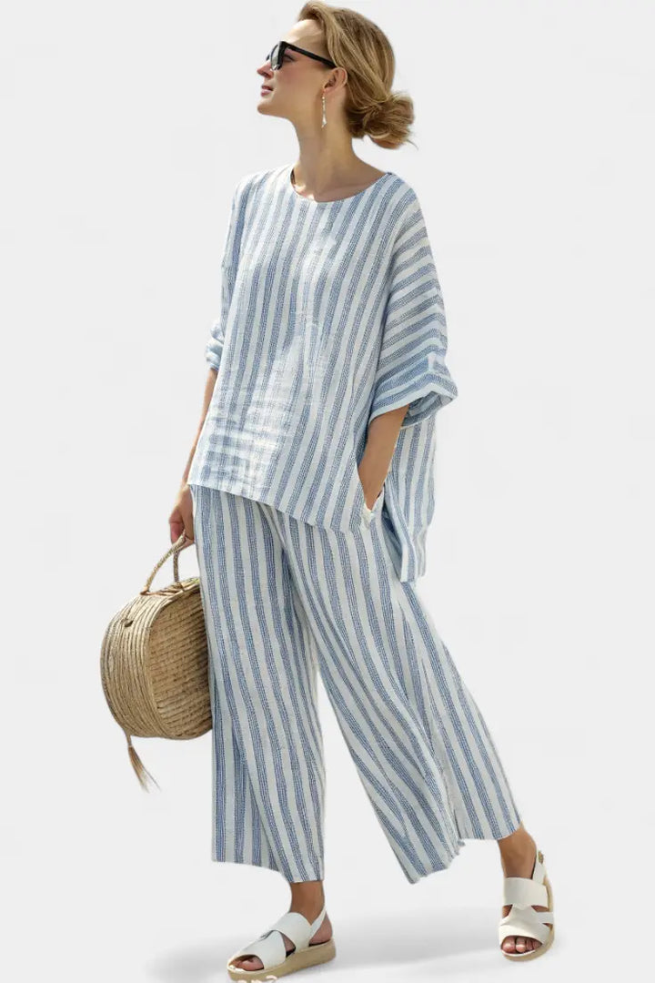 Bethany | Women’s Striped Two Piece Pants Set Luvy Boutique