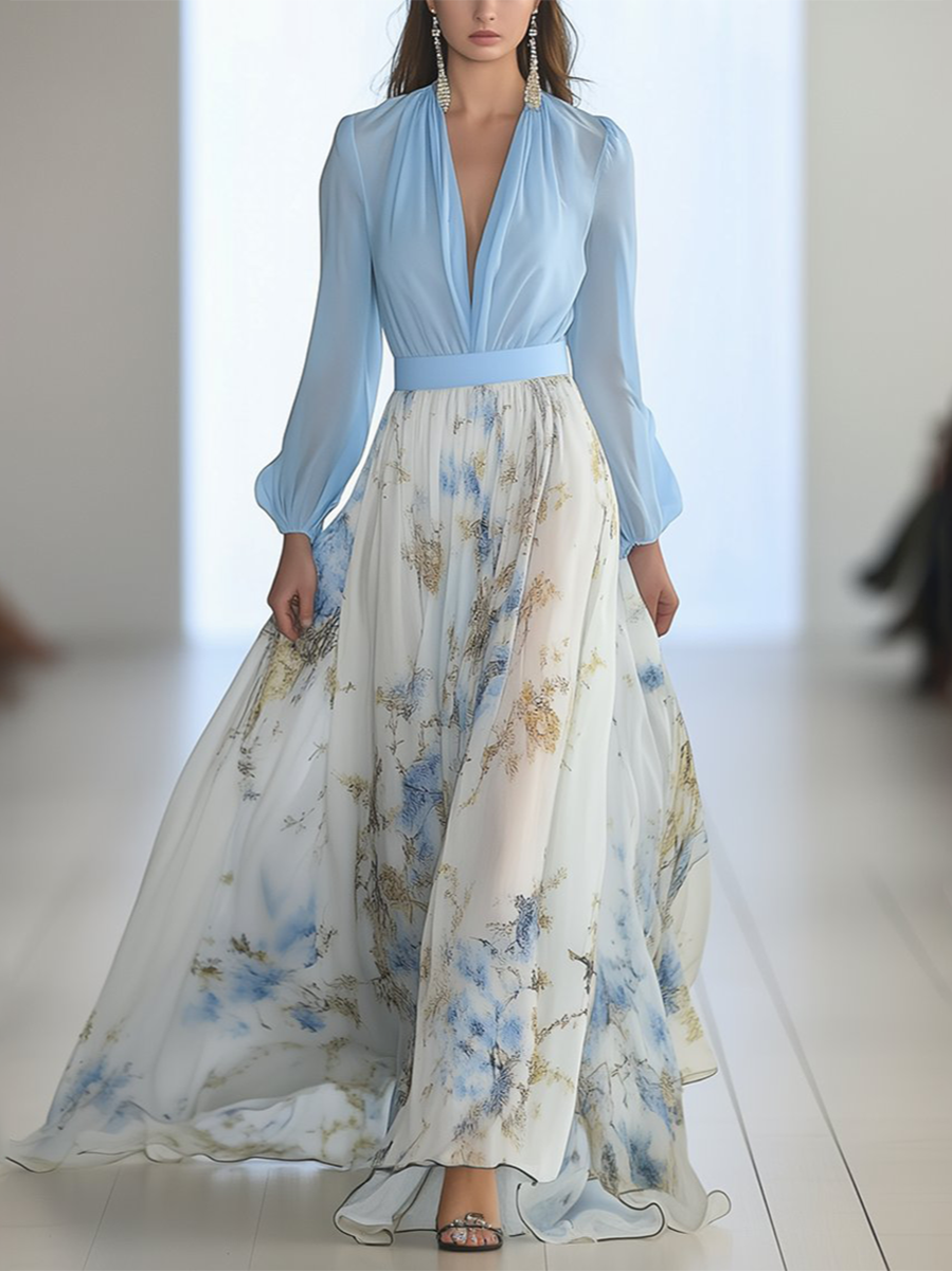 Dakota | Women’s Long Sleeve Printed Maxi Dress Luvy Boutique