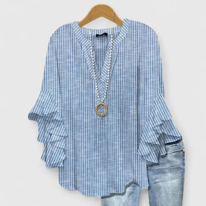 Emily | Women’s Floral Ruffle Sleeve Blouse Luvy Boutique