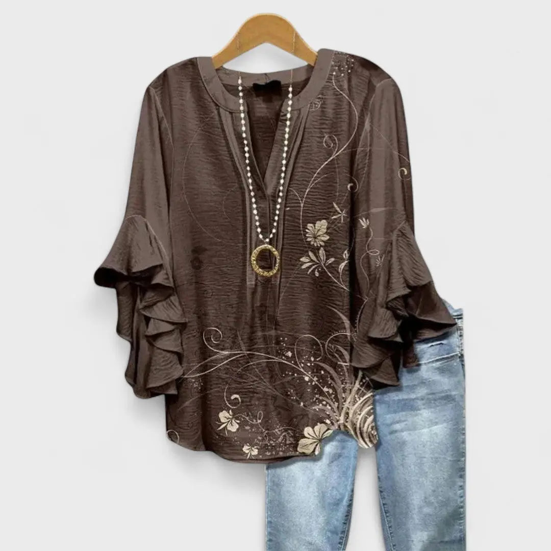 Alyssa | Women Floral Print Ruffle Sleeve Top Luvy Boutique