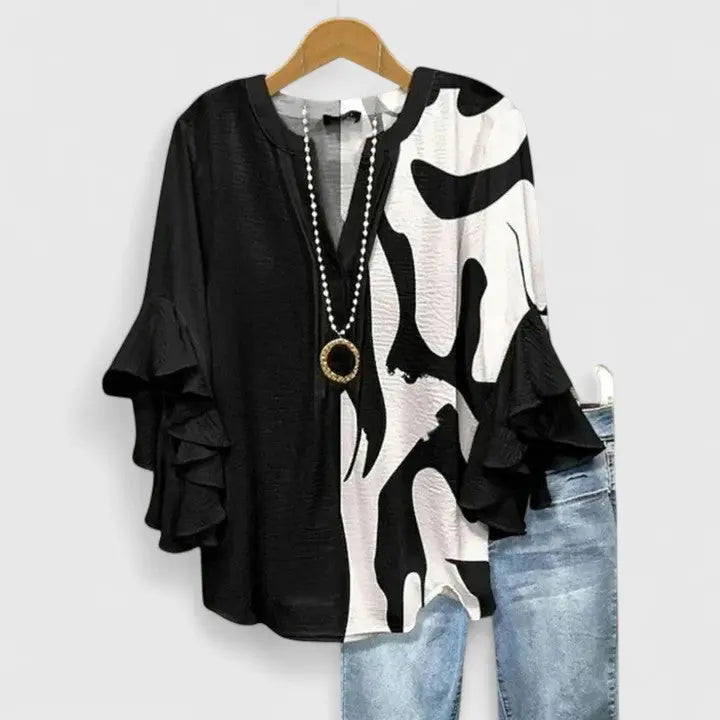 Emily | Women’s Floral Ruffle Sleeve Blouse Luvy Boutique