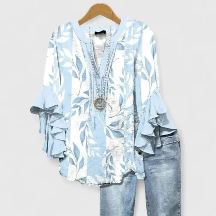 Emily | Women’s Floral Ruffle Sleeve Blouse Luvy Boutique