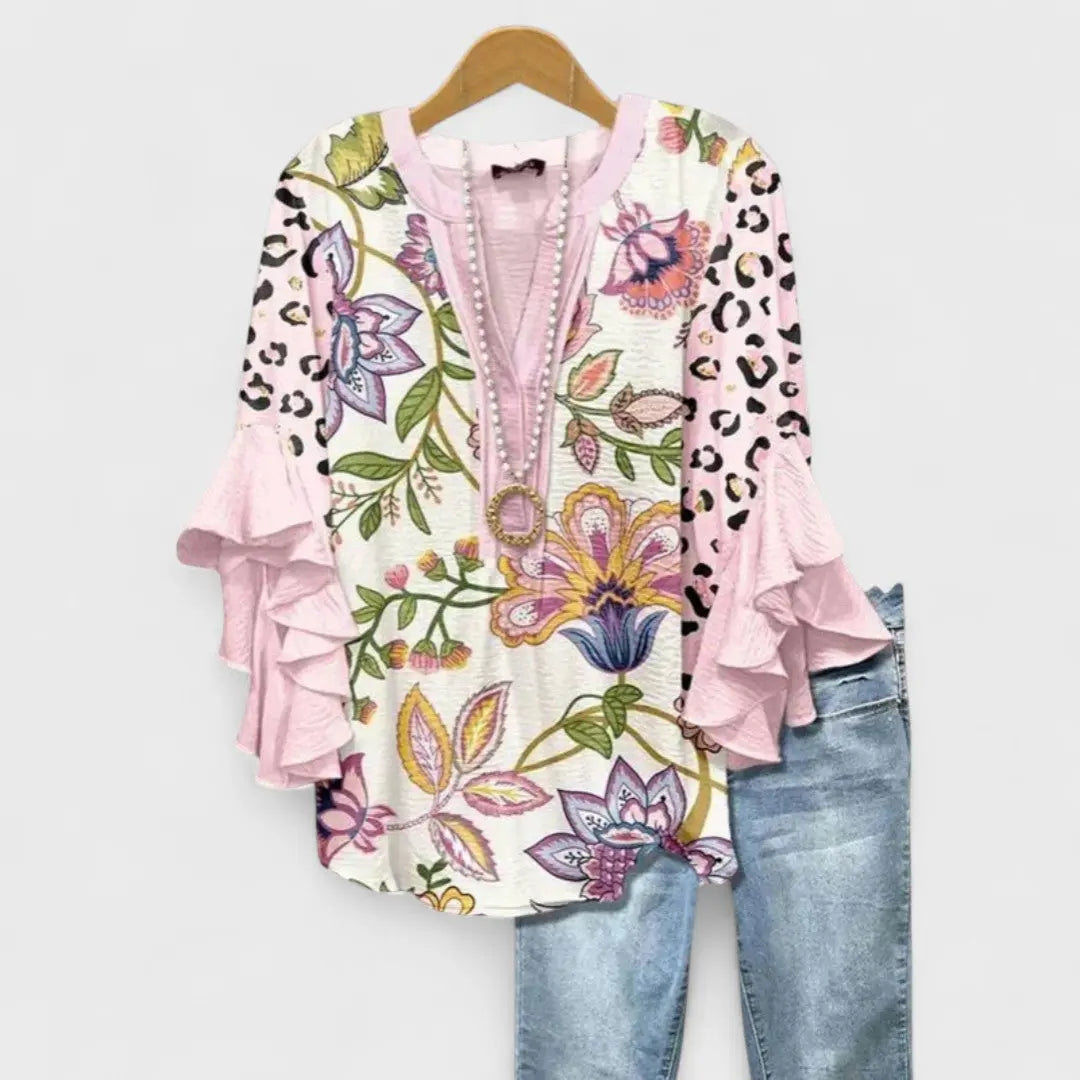 Alyssa | Women Floral Print Ruffle Sleeve Top Luvy Boutique