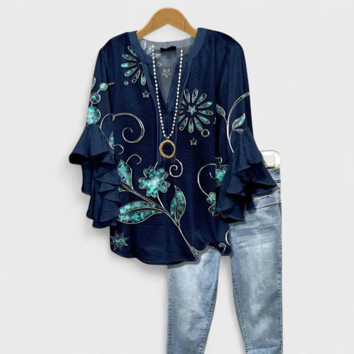 Alyssa | Women Floral Print Ruffle Sleeve Top Luvy Boutique