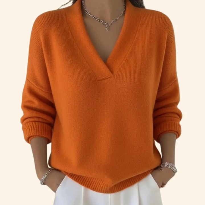 Hazel | Women V Neck Knit Pullover Sweater Luvy Boutique