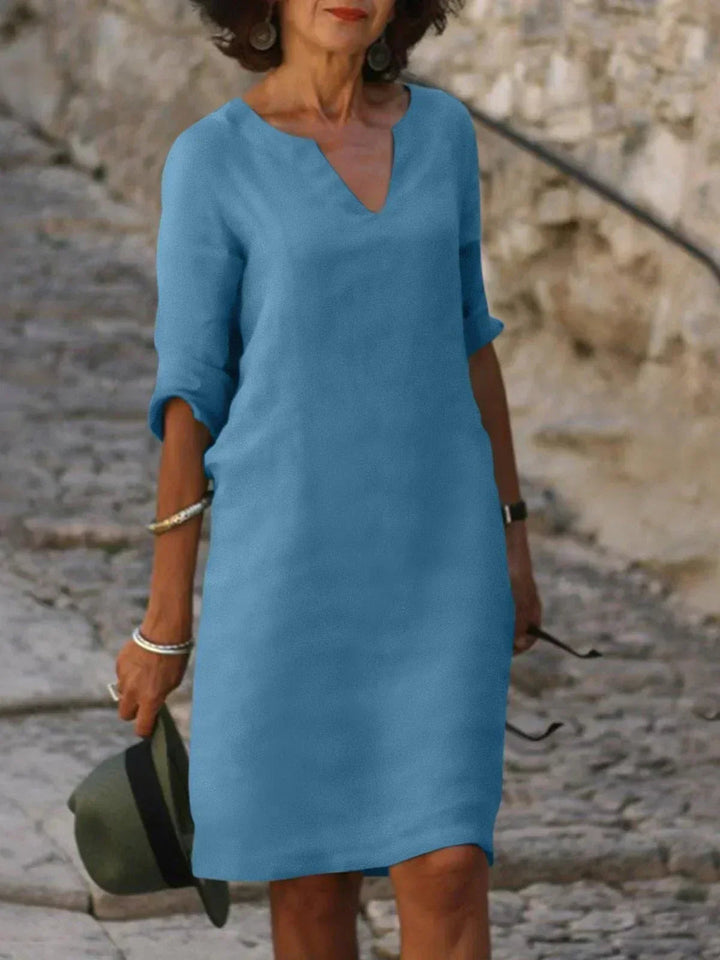 Abigail | Women’s V Neck Three Quarter Sleeve Dress Luvy Boutique
