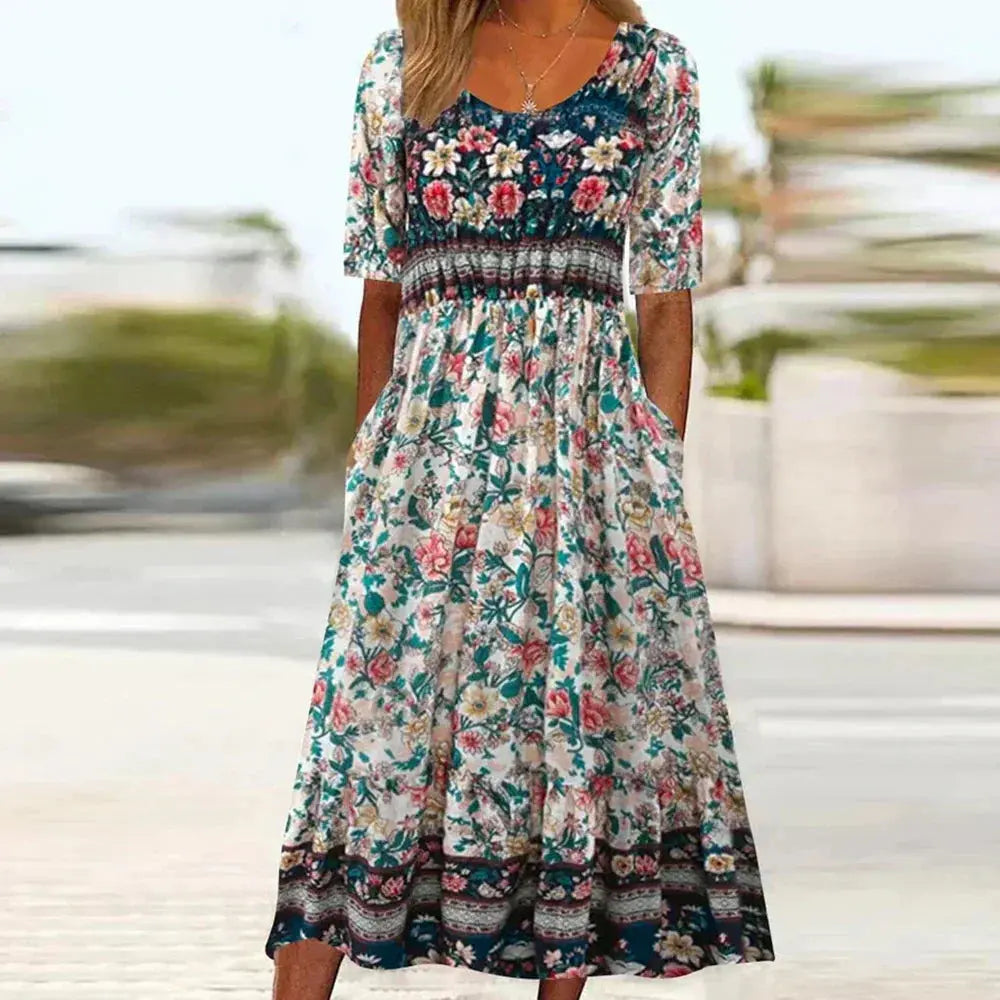 Arabella | Bohemian Floral Plus-Size Summer Dress Luvy Boutique