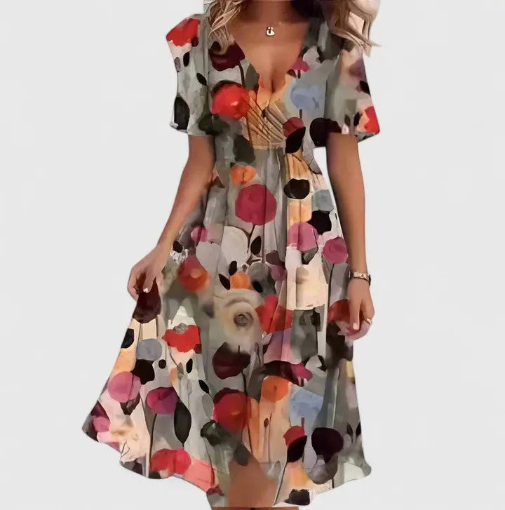 Harper | Womens Floral V Neck Midi Dress Luvy Boutique