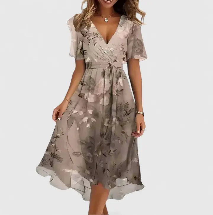 Harper | Womens Floral V Neck Midi Dress Luvy Boutique
