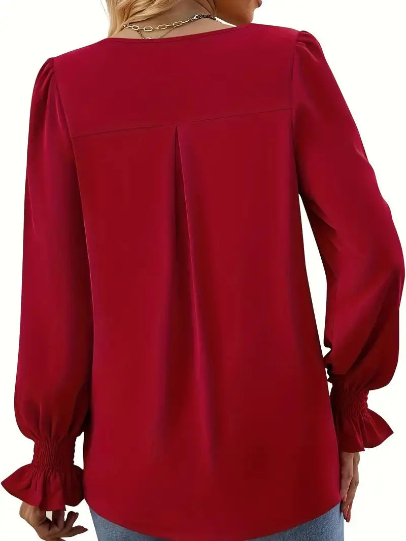 Daisy | Chic V-Neck Puff Sleeve Blouse Luvy Boutique