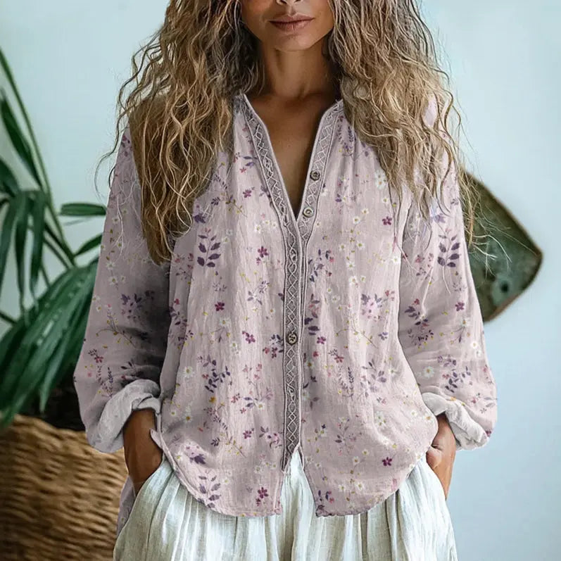 Ava | Women Floral Print Long Sleeve Top Luvy Boutique