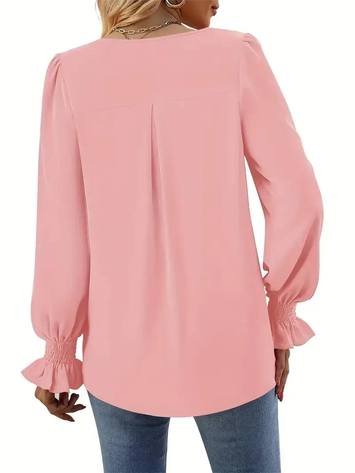 Daisy | Chic V-Neck Puff Sleeve Blouse Luvy Boutique