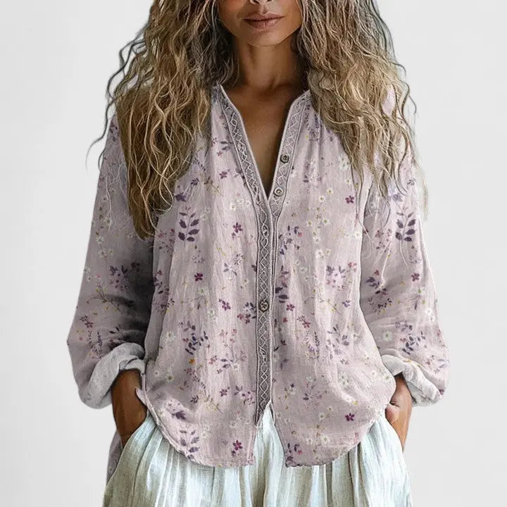 Abigail | Women’s Printed Button Front Casual Blouse Luvy Boutique