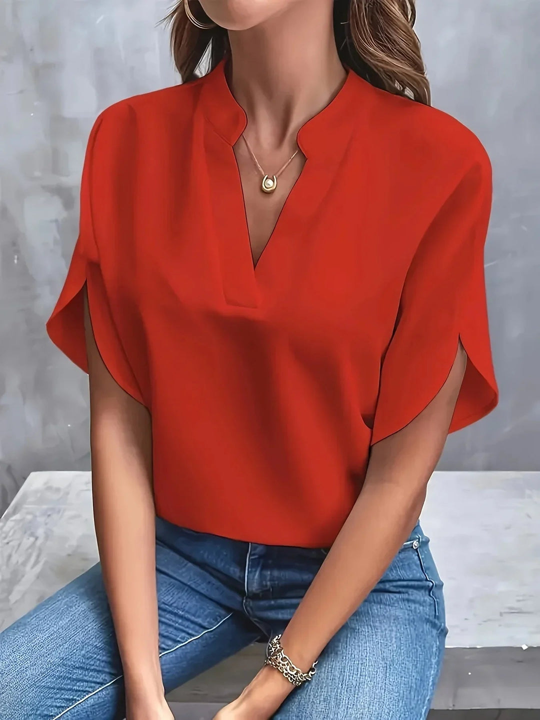 Evelyn | Women’s V Neck Short Sleeve Top Luvy Boutique