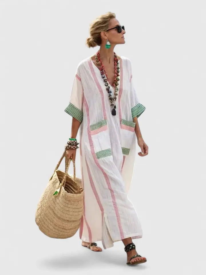 Georgia | Womens V Neck Loose Maxi Dress Luvy Boutique