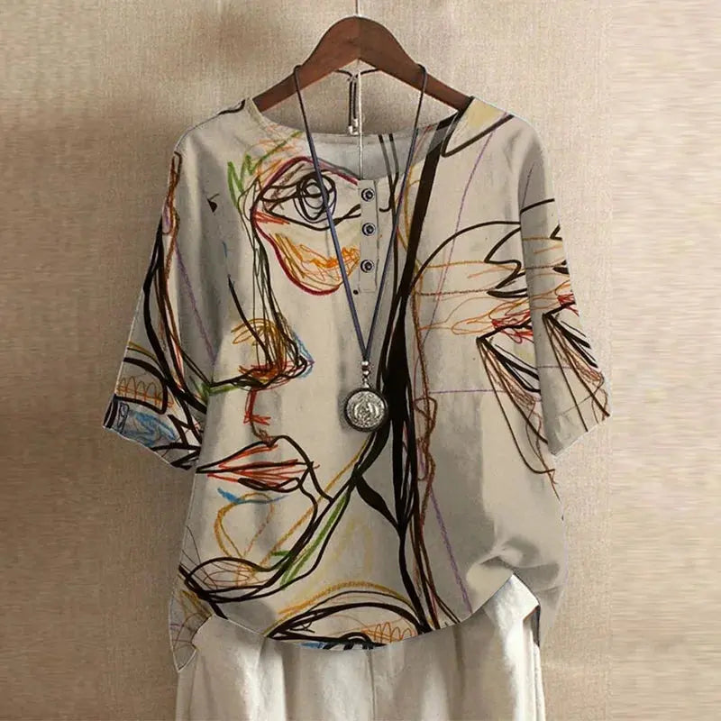 Bella | Women Floral Print Button Detail Loose Fit Top Luvy Boutique