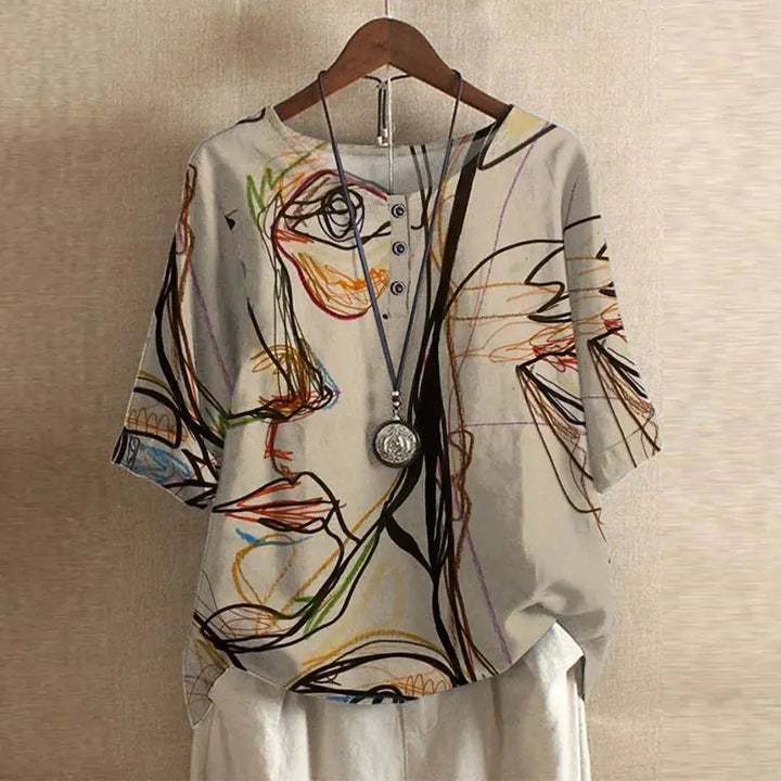 Bella | Women Floral Print Button Detail Loose Fit Top Luvy Boutique