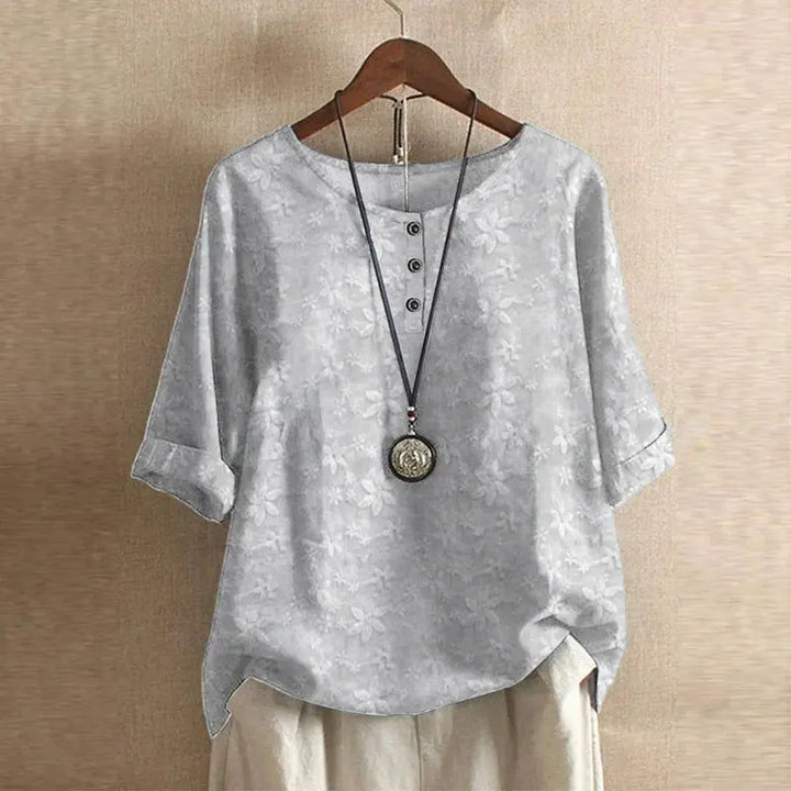 Bella | Women Floral Print Button Detail Loose Fit Top Luvy Boutique