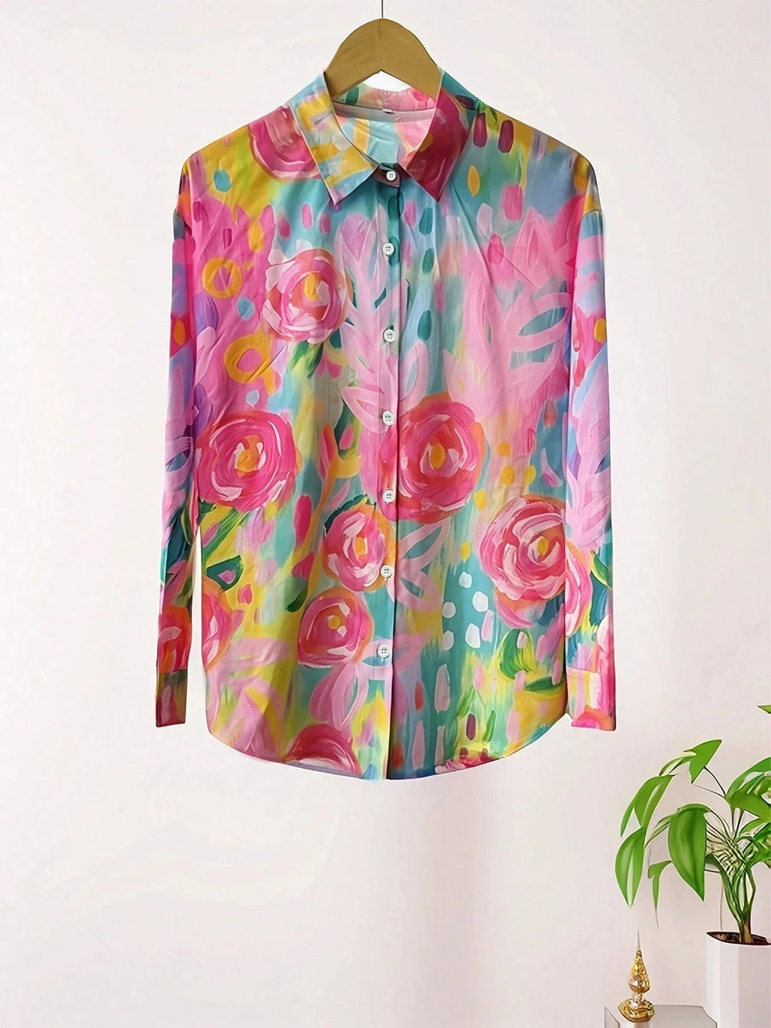 Ava | Womens Colorful Floral Button Up Shirt Luvy Boutique