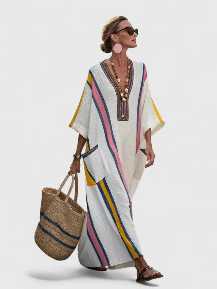Georgia | Womens V Neck Loose Maxi Dress Luvy Boutique