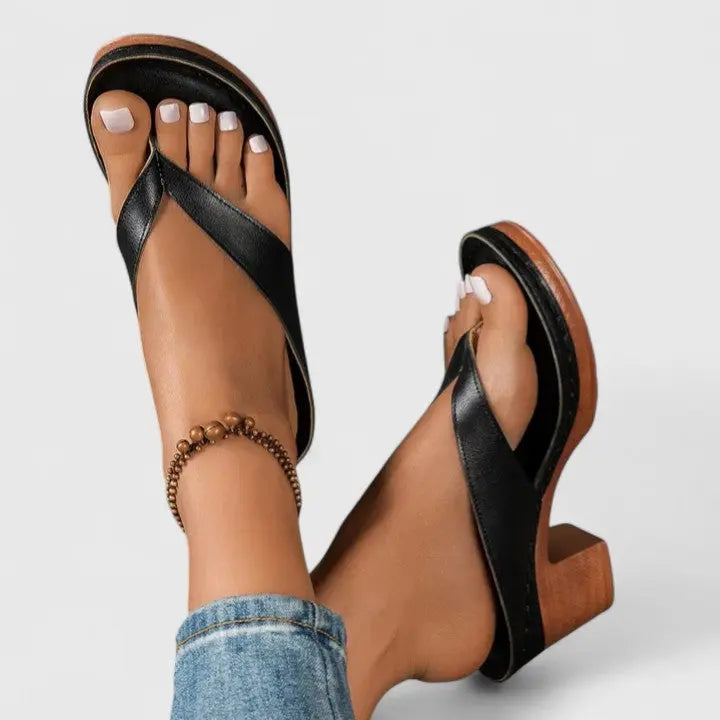 Julia | Womens Chunky Heel Thong Sandals Luvy Boutique