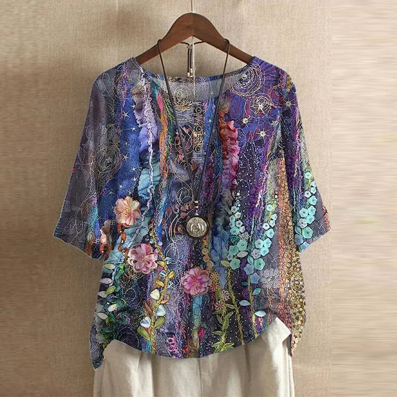 Bella | Women Floral Print Button Detail Loose Fit Top Luvy Boutique