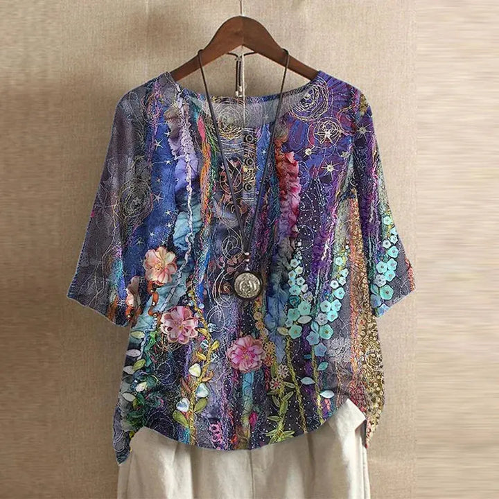 Bella | Women Floral Print Button Detail Loose Fit Top Luvy Boutique