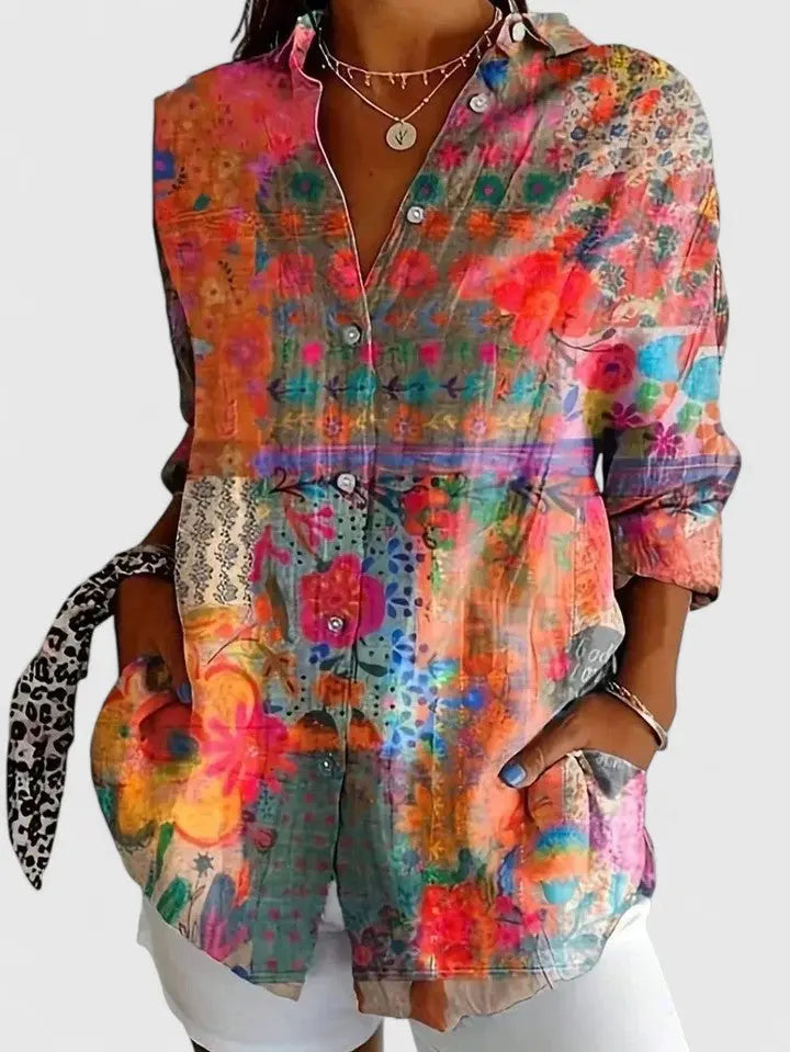 Eleanor | Womens Colorful Floral Button Shirt Luvy Boutique