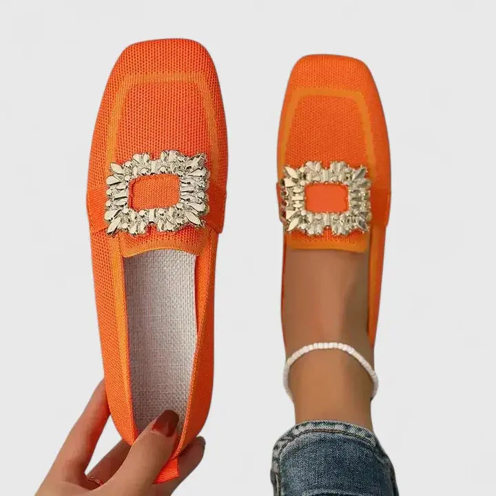 Alyssa | Womens Crystal Buckle Slip On Loafers Luvy Boutique