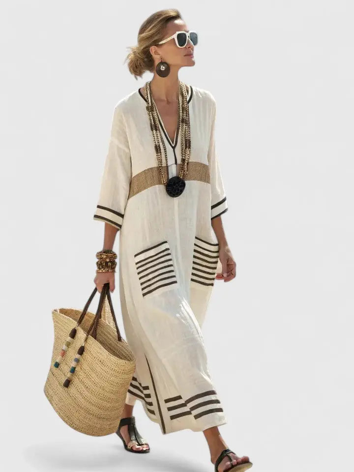 Catherine | Women’s V Neck Loose Maxi Dress Luvy Boutique