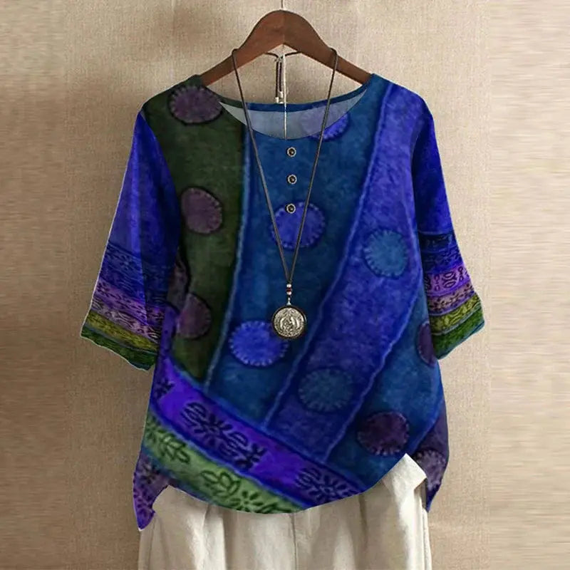 Bella | Women Floral Print Button Detail Loose Fit Top Luvy Boutique