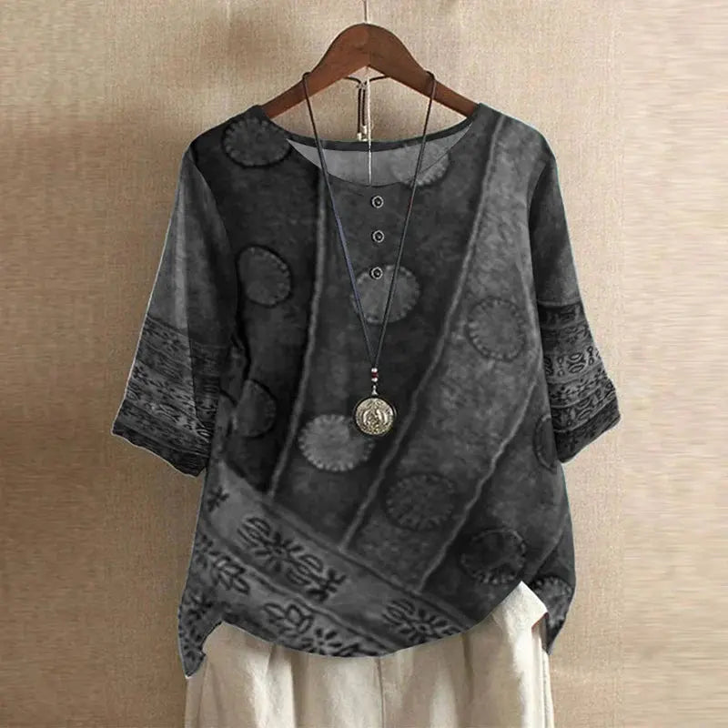 Bella | Women Floral Print Button Detail Loose Fit Top Luvy Boutique