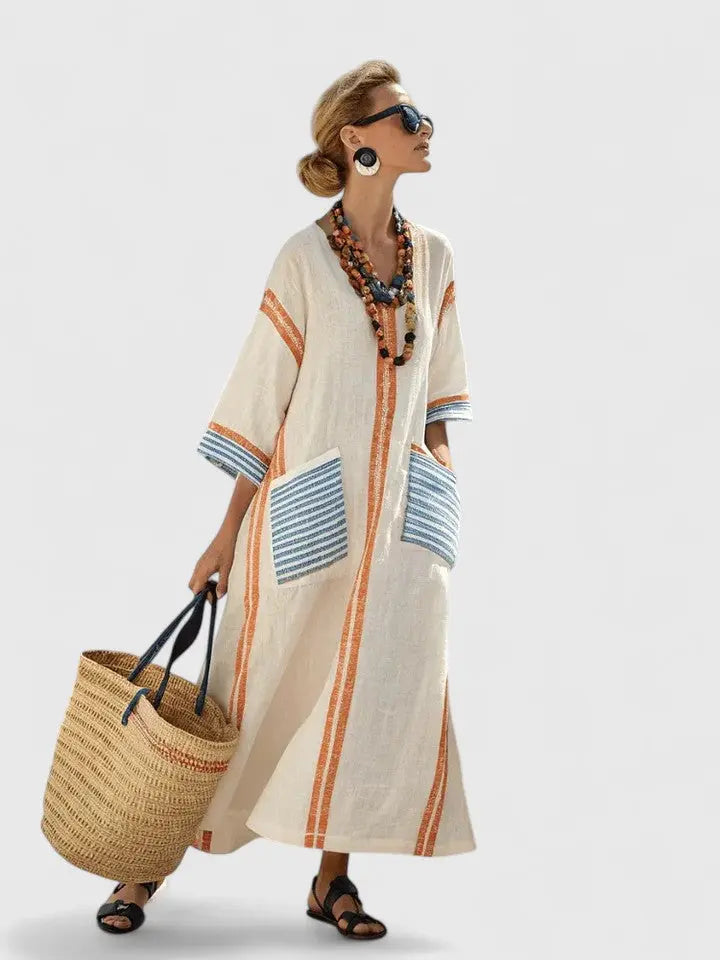 Georgia | Womens V Neck Loose Maxi Dress Luvy Boutique