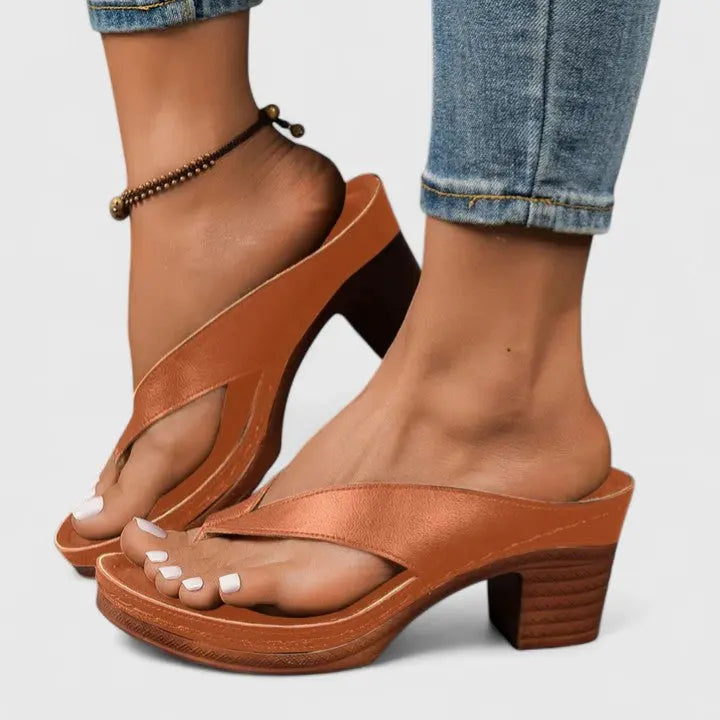 Julia | Womens Chunky Heel Thong Sandals Luvy Boutique