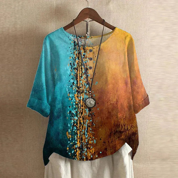 Bella | Women Floral Print Button Detail Loose Fit Top Luvy Boutique