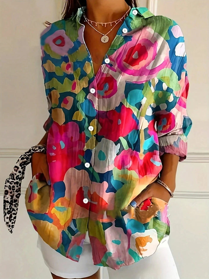 Ava | Womens Colorful Floral Button Up Shirt Luvy Boutique